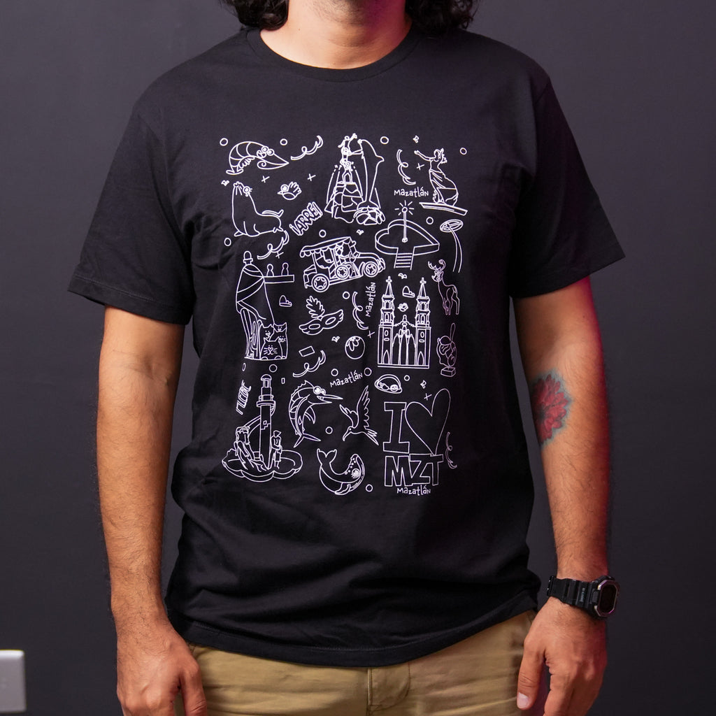 Playera Collage Mazatleco - Negro